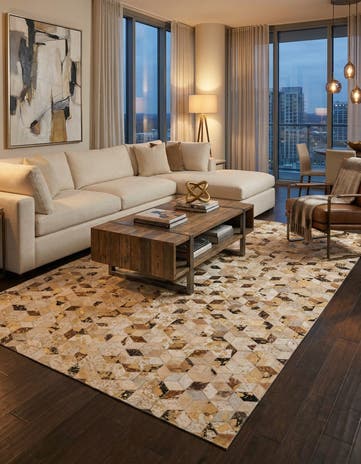 5' x 7' 10 Cowhide Leather Rug