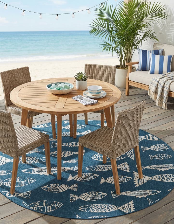 7' x 7' Easy-Clean Coastal Indoor / Outdoo...