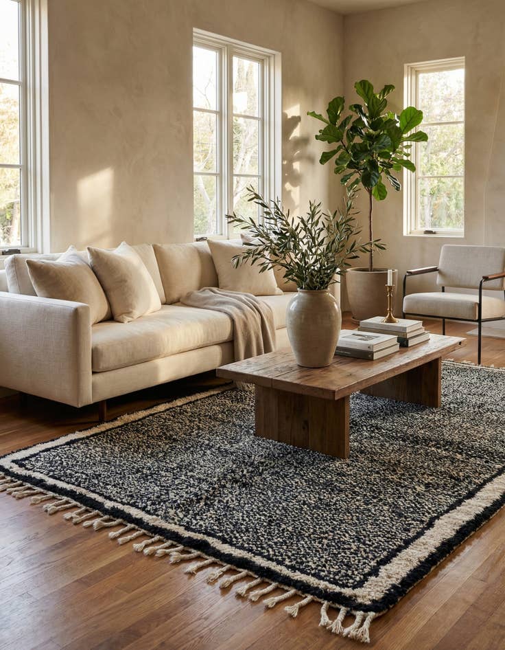 Detail image of 5' 2 x 9'  Hand Knotted Moroccan Wool Rug