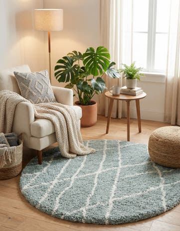 Sage Green Soft Touch Shag Round Rug