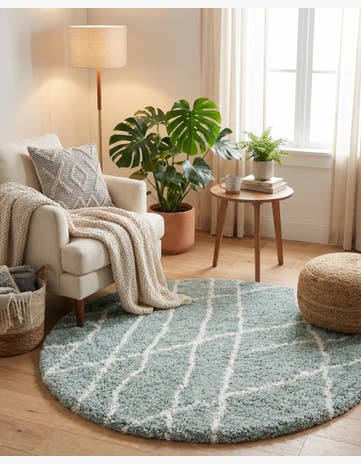 Sage Green Soft Touch Shag Round Rug