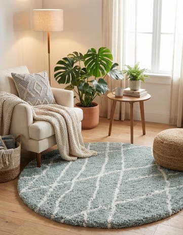 Sage Green Soft Touch Shag Round Rug