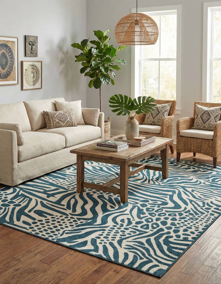 Detail image of  7' 10 x 10'  Washable Safari Indoor / Outdoor Rug