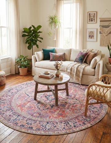 7' 7 x 7' 7 Washable Timeless Round Rug