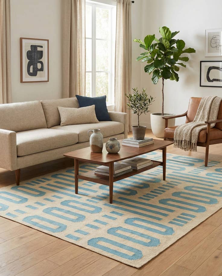 Detail image of 4' 9 x 6' 7 Hand Woven Kilim Modern Wool Rug