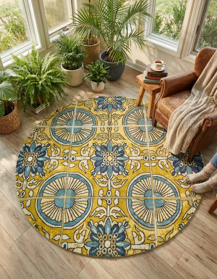 Detail image of  8' x 8'  Washable Hyacinth Round Rug