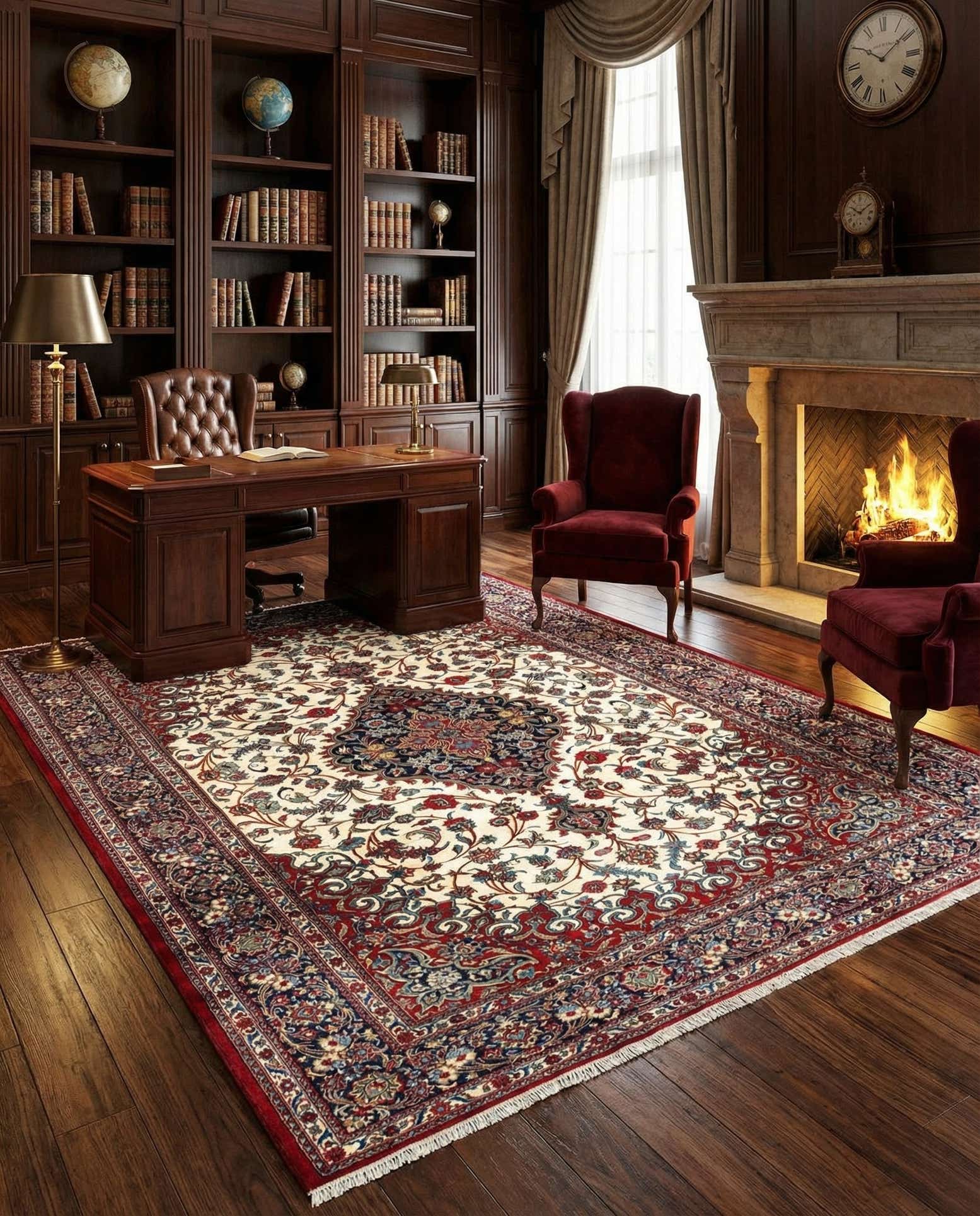 6' 8 x 9' 8 Hand Knotted Qom Persian Rug