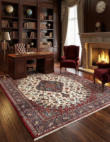 6' 8 x 9' 8 Hand Knotted Qom Persian Rug