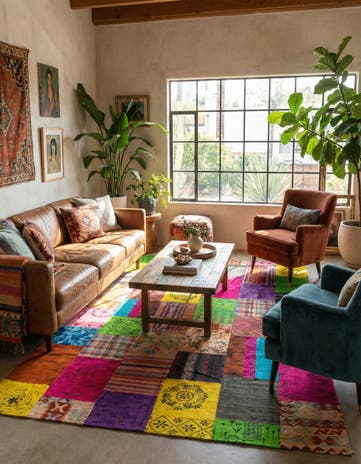 6' 8 x 10' Hand Woven Kilim Patchwork Wool Rug