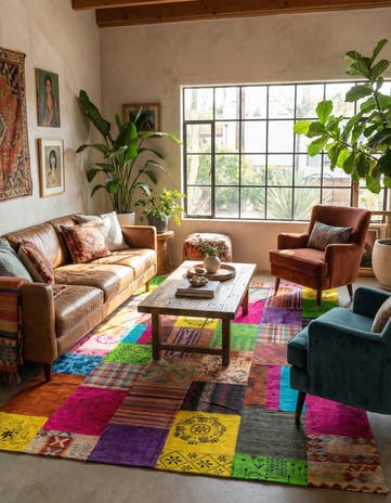 6' 8 x 10' Hand Woven Kilim Patchwork Wool Rug