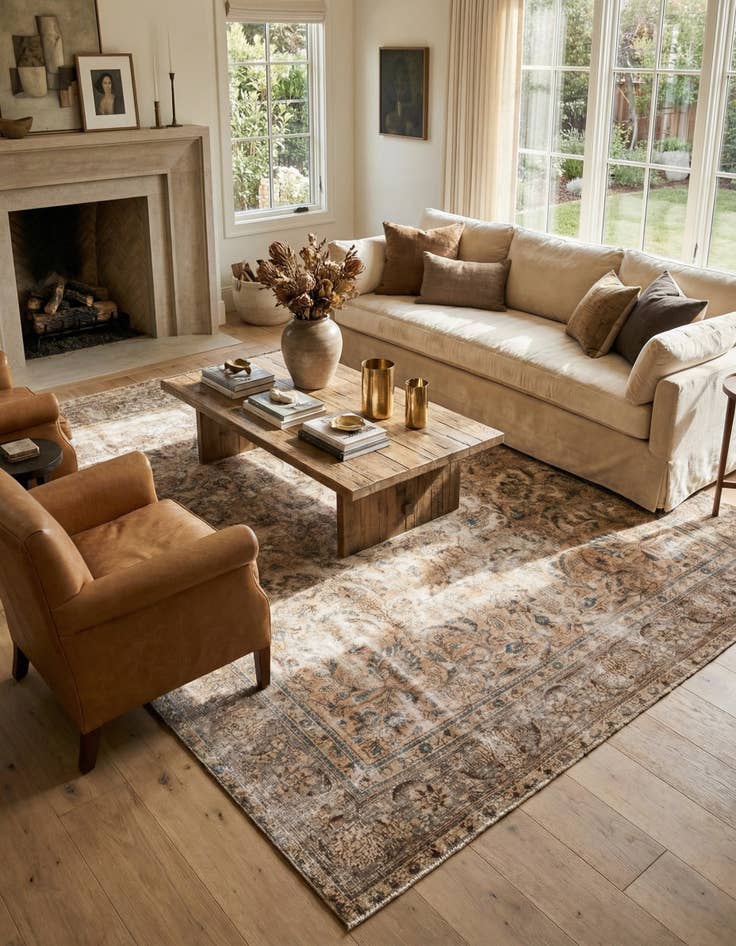 Detail image of 9' 8 x 10' 9  Hand Knotted Ultra Vintage Persian Wool Square Rug