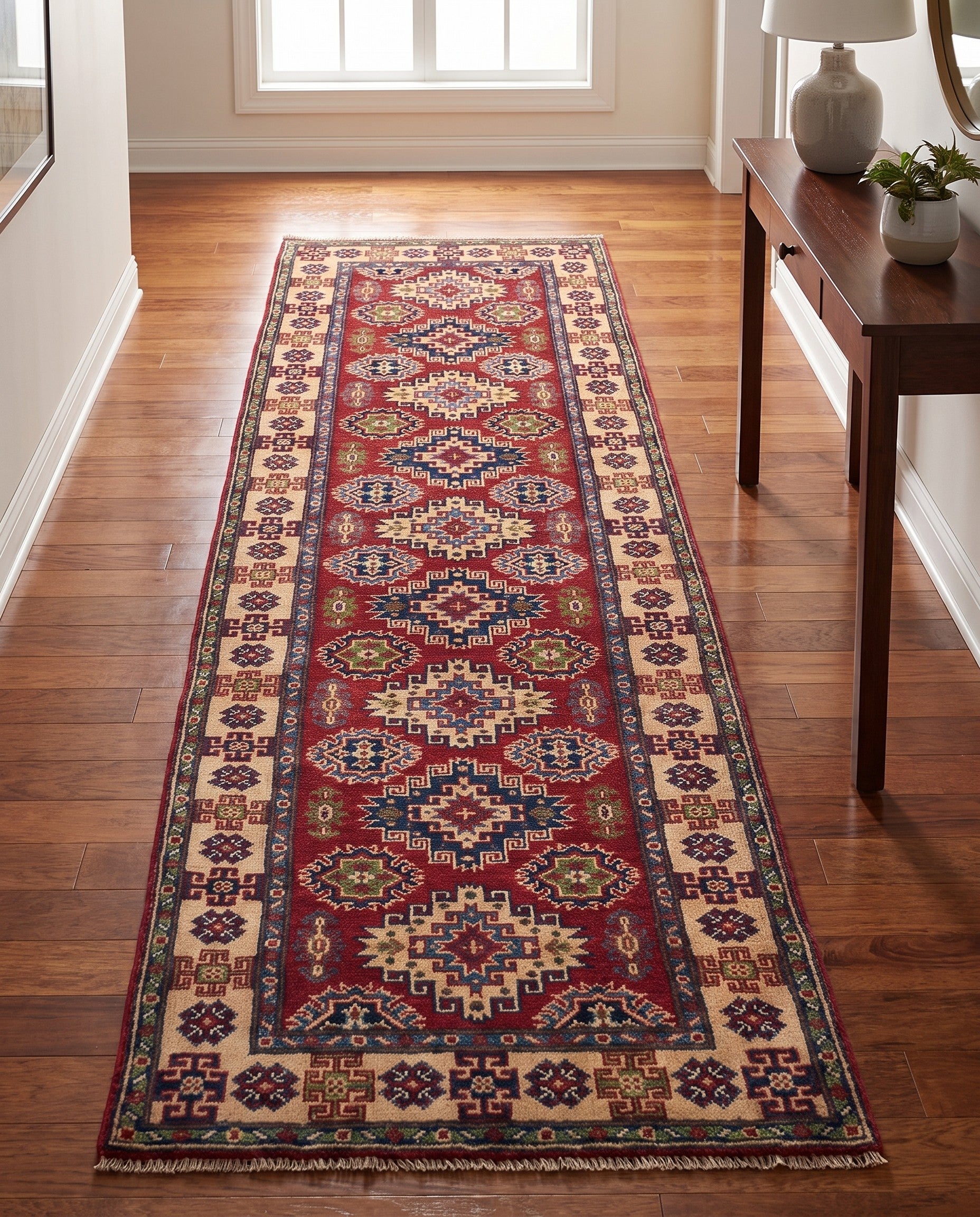 85cm x 295cm anudado a mano Kazak Alfombra Pasillera