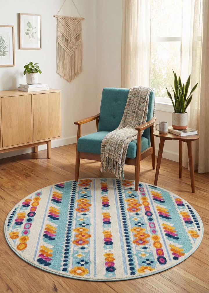 5' 3 x 5' 3 Easy-Clean Aruba Indoor / Outdoor Round Rug
