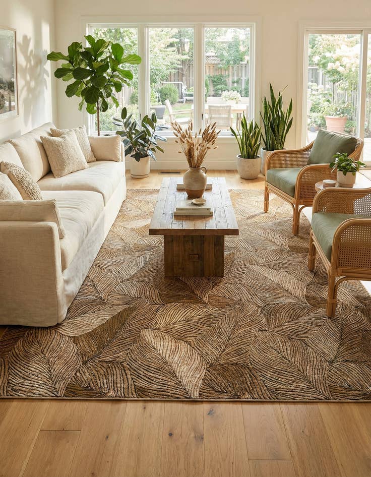 Detail image of 10' x 14' Easy-Clean Botanical Indoor / Outdoor Rug