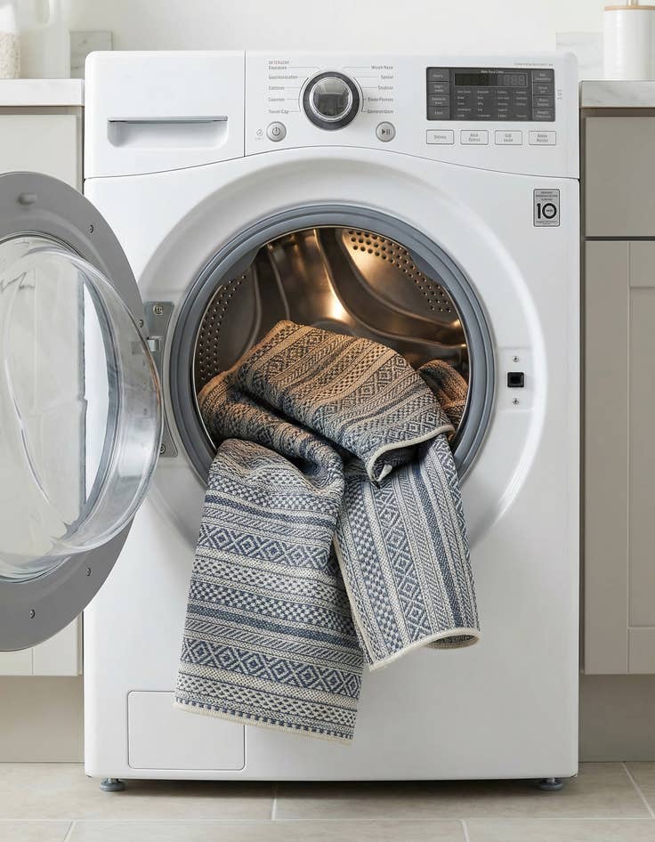 Detail image of 5' 3 x 8'  Washable Striped Indoor / Outdoor Rug