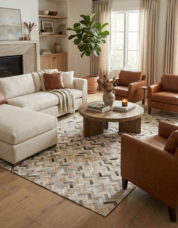 4' 10 x 7' 10 Cowhide Stocks Rug