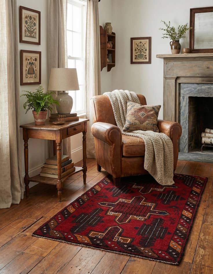 Detail image of 2' 9 x 4' 10 Hand Knotted Balouch Persian Wool Rug