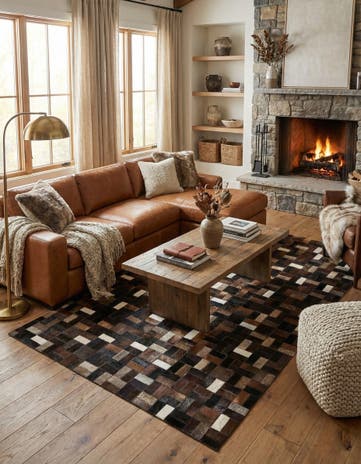 5' x 7' 9 Cowhide Leather Rug