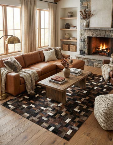 5' x 7' 9 Cowhide Leather Rug