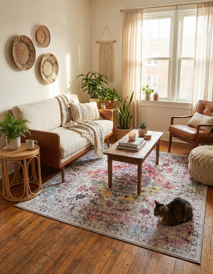 Detail image of  5' x 5'  Washable Yara Square Rug