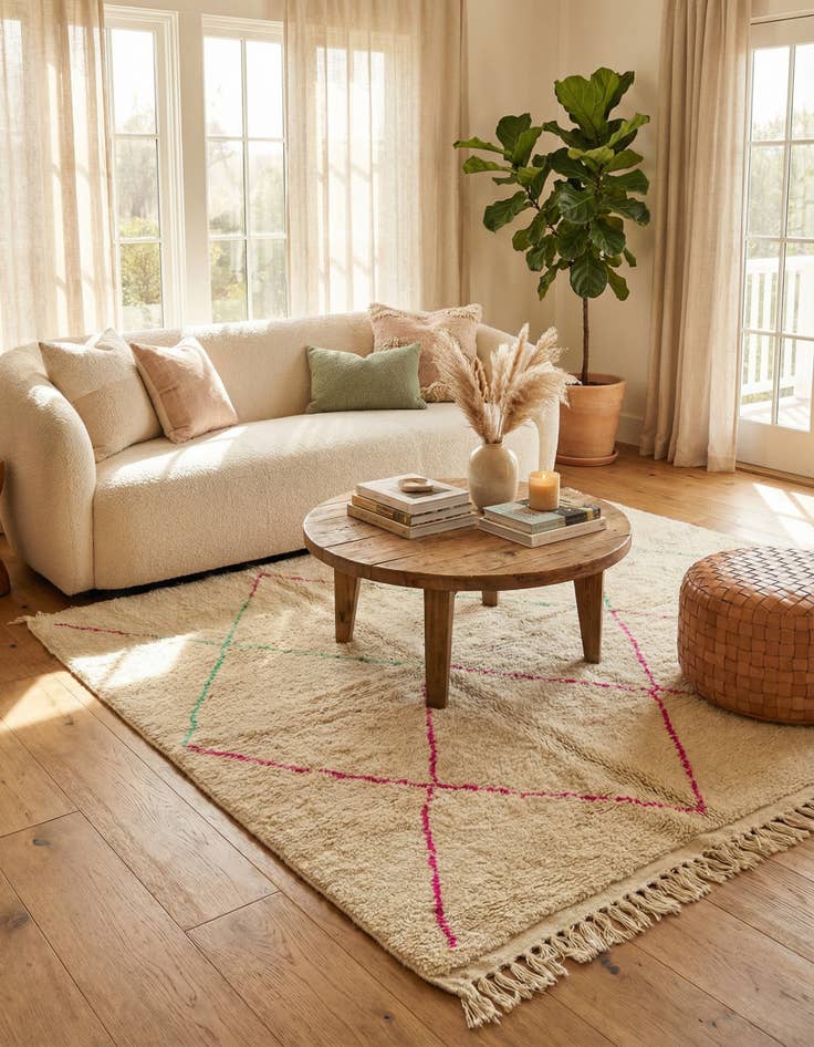 Detail image of 5' 2 x 8'  Hand Knotted Moroccan Wool Rug