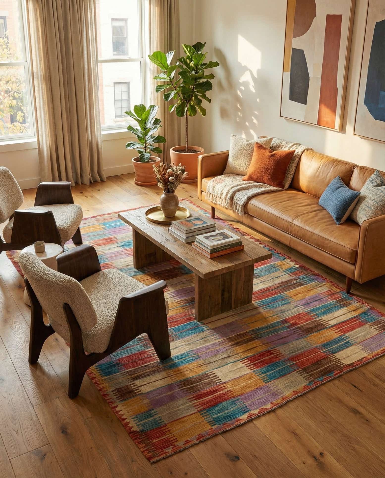 6' 4 x 9' 7 Hand Woven Kilim Modern Wool Rug