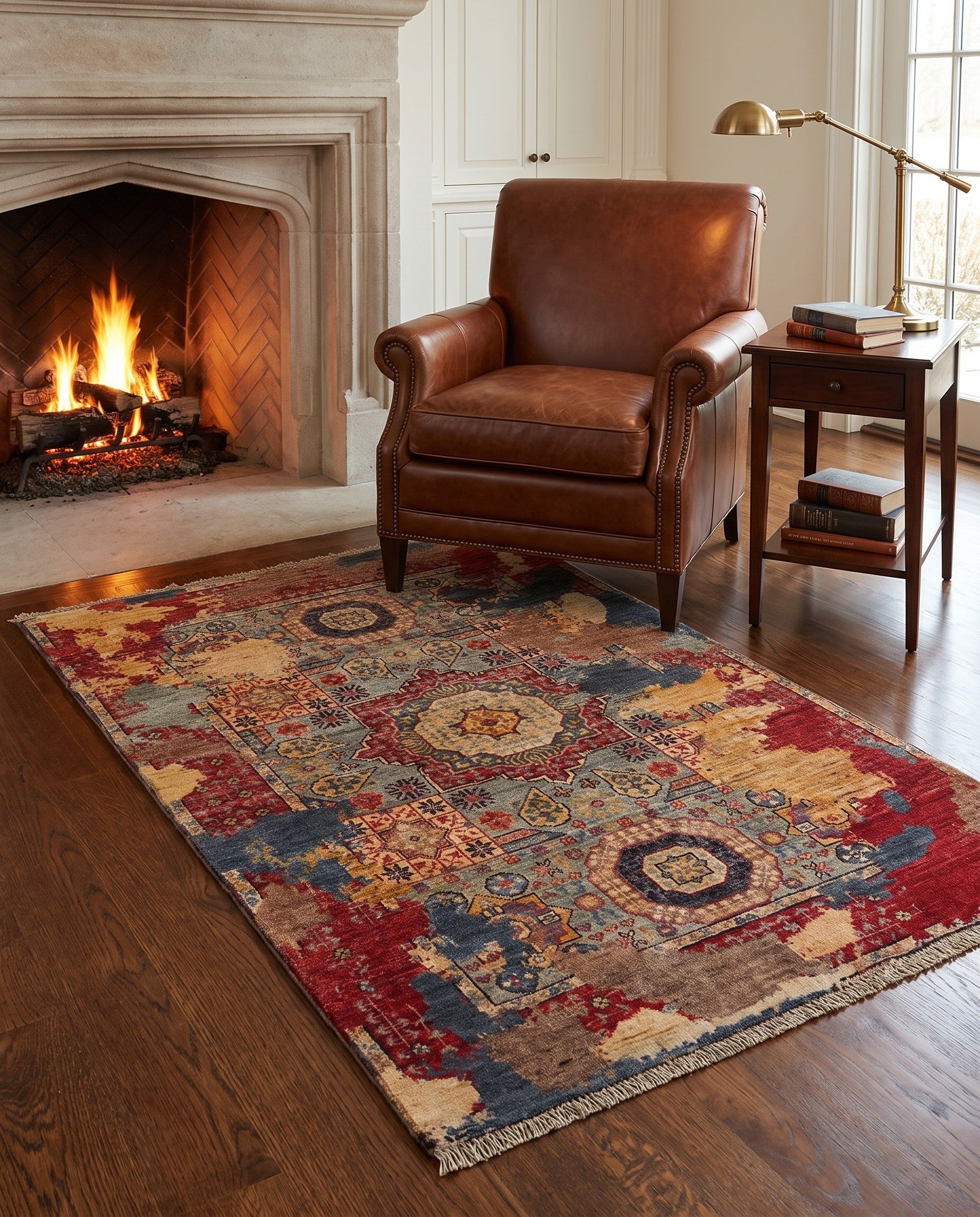 3' 5 x 4' 9 Hand Knotted Mamluk Ziegler Rug