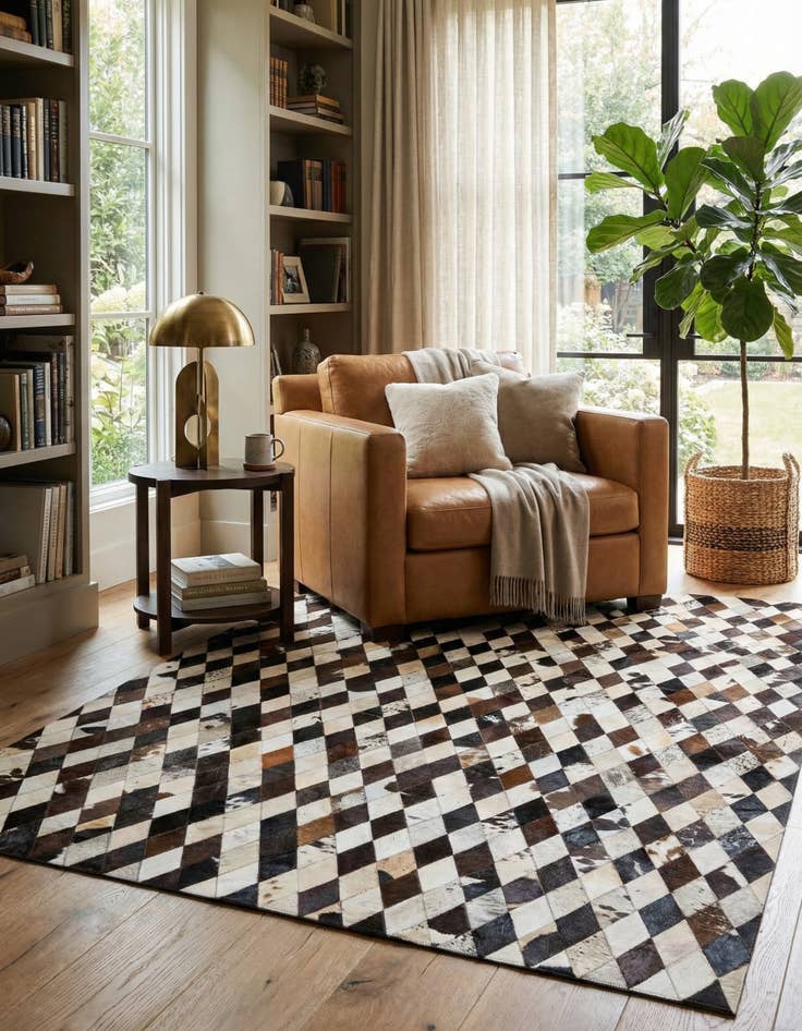 Detail image of  6' 7 x 9' 10 Cowhide Stocks Rug