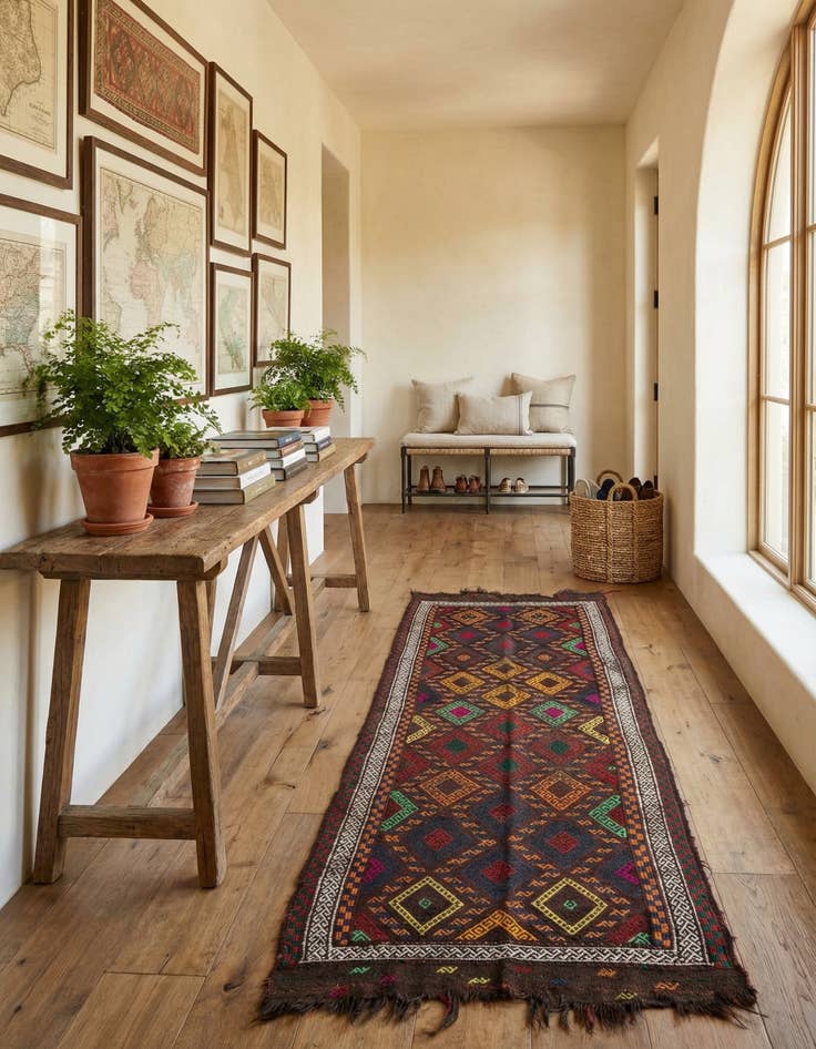 Detail image of 2' 4 x 6' 2  Hand Knotted Kilim Fars Persian Wool Runner Rug