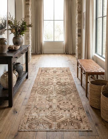 3' 7 x 9' 5 Hand Knotted Ultra Vintage Persian Wool Runner Rug