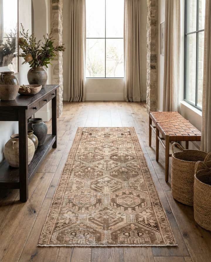3' 7 x 9' 5 Hand Knotted Ultra Vintage Persian Wool Runner Rug