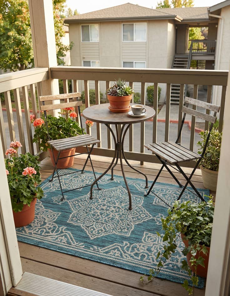 Detail image of 2' x 3'  Washable Traditional Indoor / Outdoor Rug
