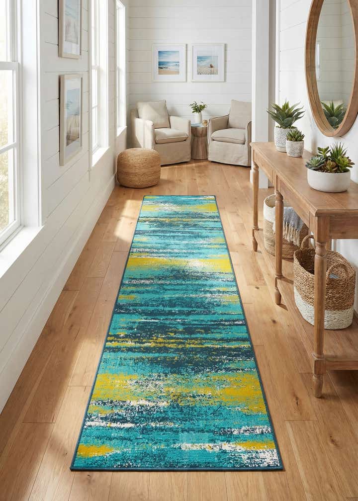 2' 7 x 12' Easy-Clean Coastal Indoor / Outdoor Runner Rug