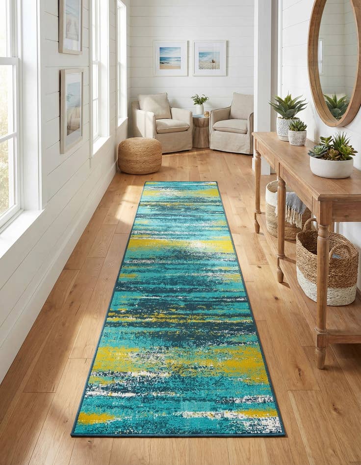 Detail image of 2' 7 x 12'  Washable Coastal Indoor / Outdoor Runner Rug
