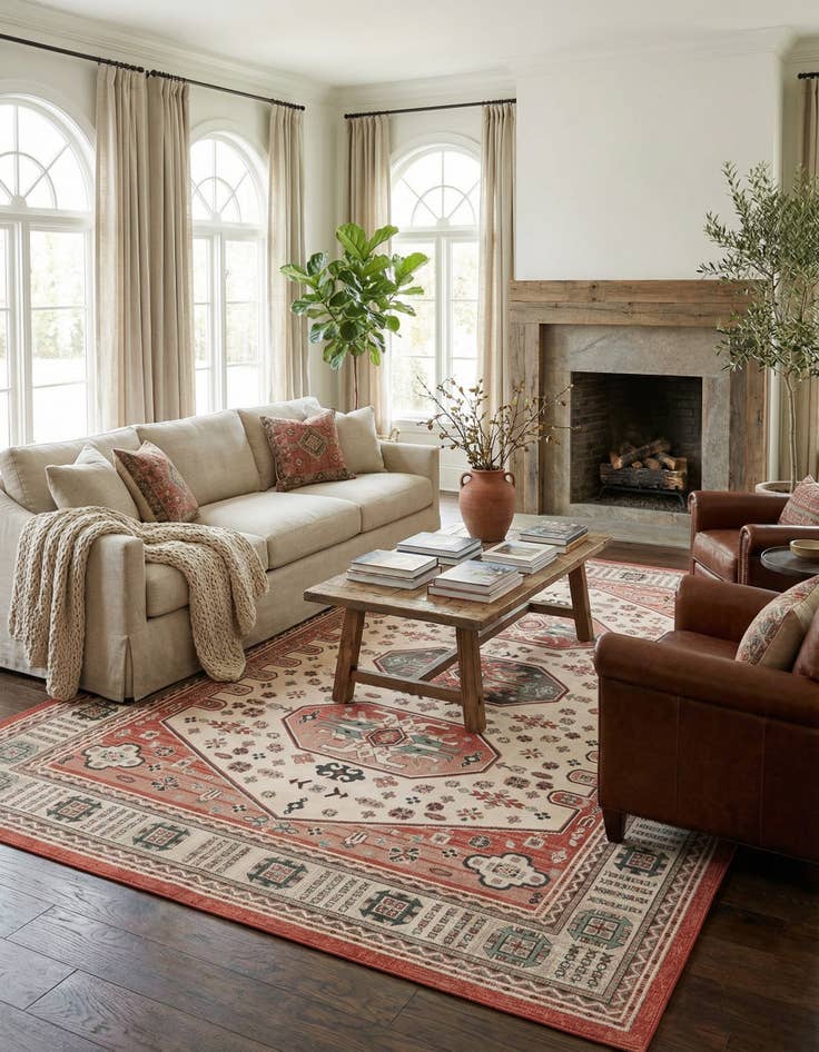 Detail image of  10' x 14'  Washable Traditional Indoor / Outdoor Rug