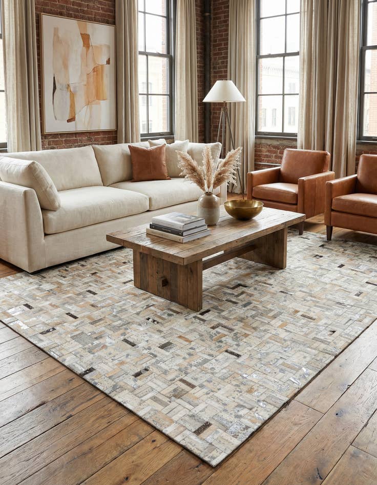 Detail image of 5' x 8' 2 Cowhide Stocks Rug