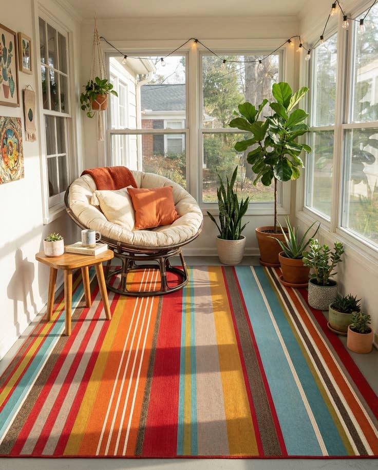 Detail image of 5' 3 x 8' Easy-Clean Modern Indoor / Outdoor Rug