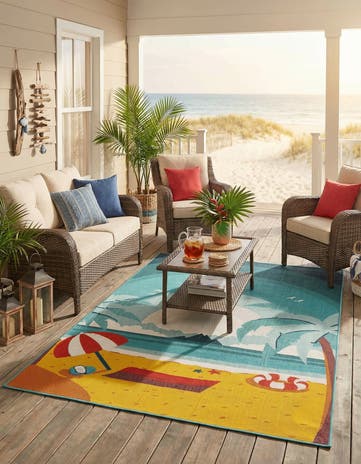 5' 3 x 7' 8 Easy-Clean Coastal Indoor / Outdoor Rug