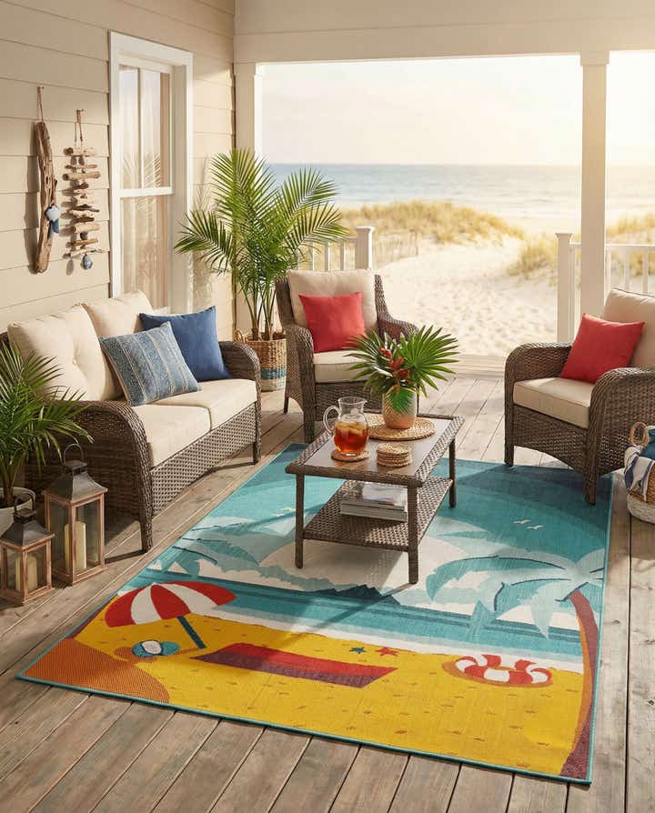 5' 3 x 7' 8 Easy-Clean Coastal Indoor / Outdoor Rug