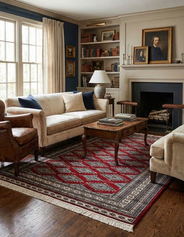4' 2 x 6' 6 Hand Knotted Bokhara Oriental Wool Rug