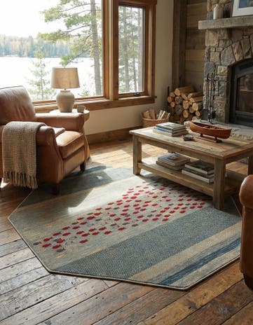 Blue Kashkuli Gabbeh Octagon Rug