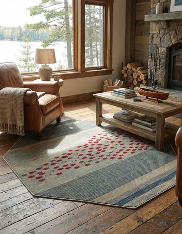 Blue Kashkuli Gabbeh Octagon Rug