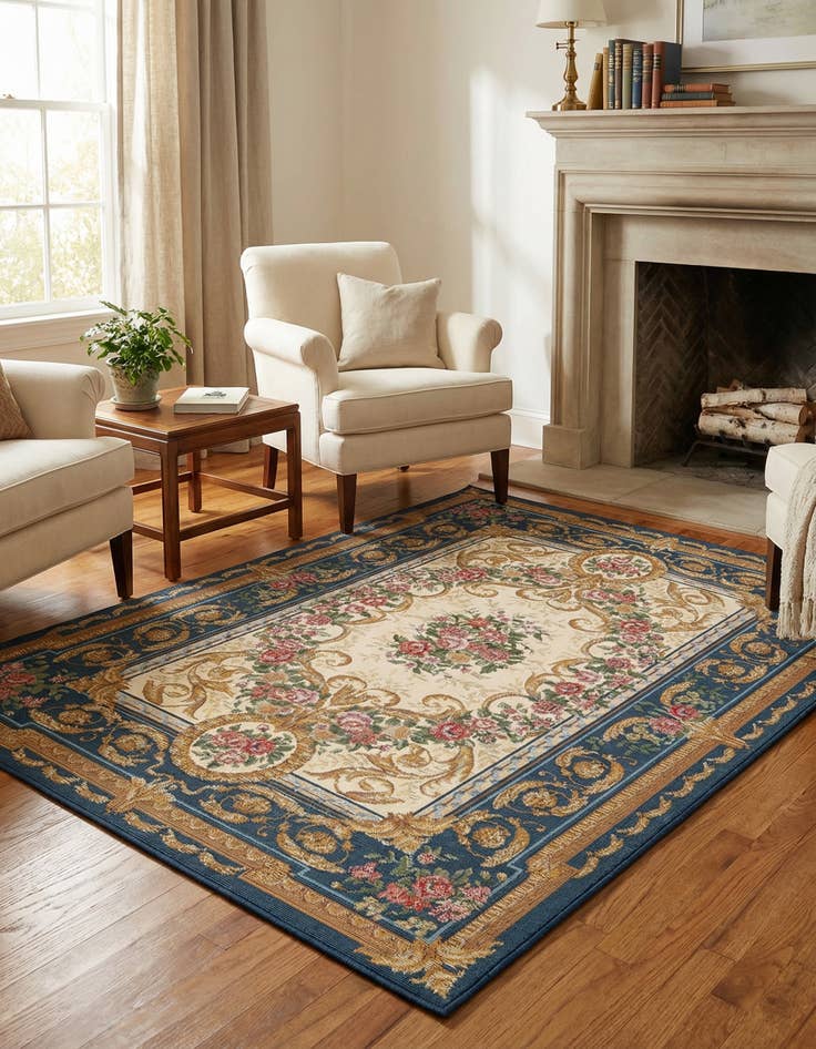 Detail image of 4' x 6'  Washable Traditional Indoor / Outdoor Rug