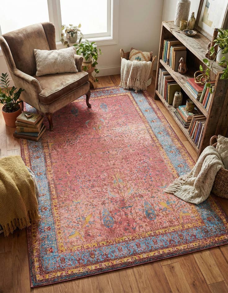 Detail image of 6' 1 x 9' Easy-Clean Traditional Indoor / Outdoor Rug