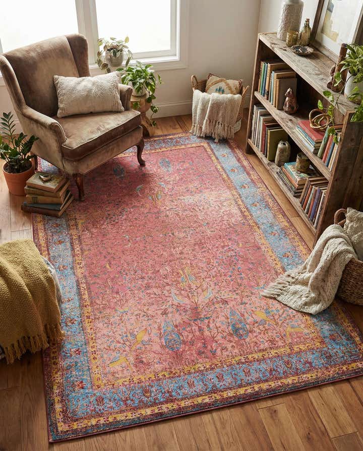 6' 1 x 9' Easy-Clean Traditional Indoor / Outdoor Rug
