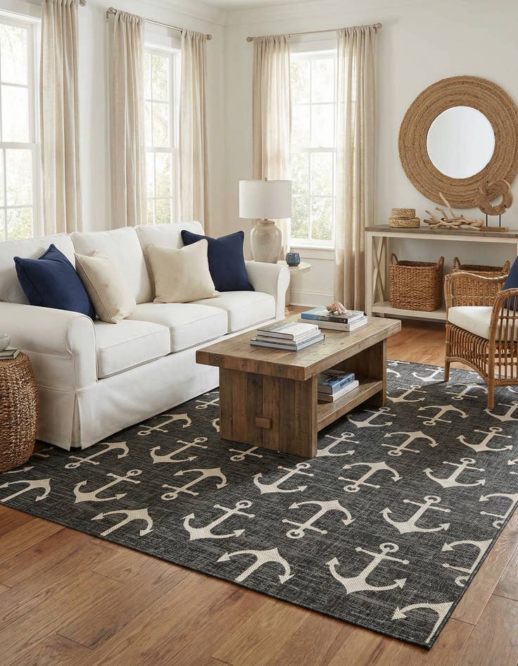 Detail image of 9' x 12'  Washable Coastal Indoor / Outdoor Rug