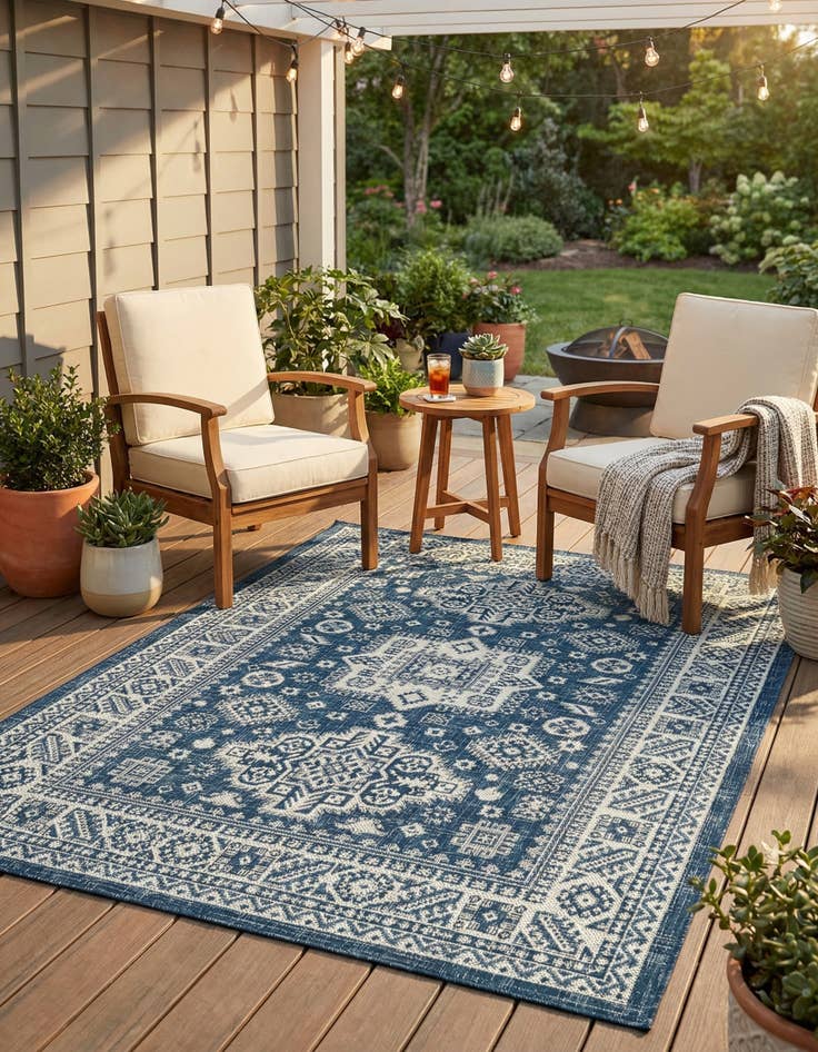 Detail image of 4' x 6'  Washable Aztec Indoor / Outdoor Rug
