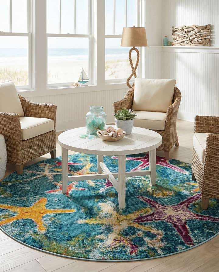 6' 1 x 6' 1 Washable Amalfi Round Rug
