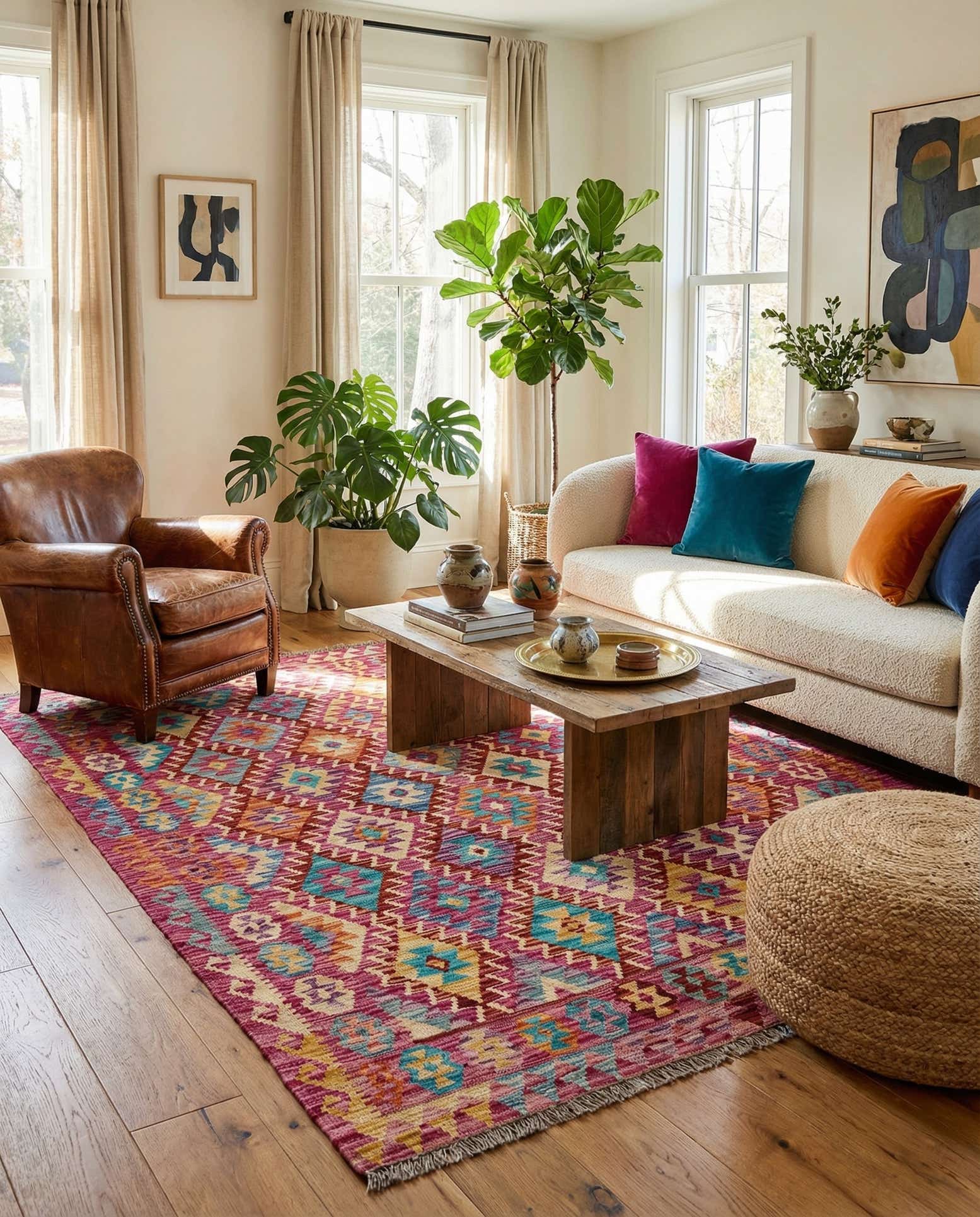 4' 11 x 6' 5 Hand Knotted Marok Kilim Rug