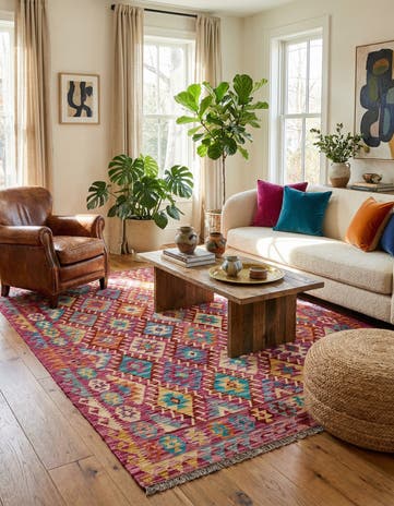 4' 11 x 6' 5 Hand Knotted Marok Kilim Rug